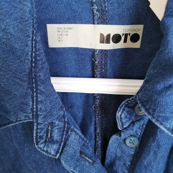 Topshop Moto women casual long midi denim dress - Size 2 - Picture 4 of 4